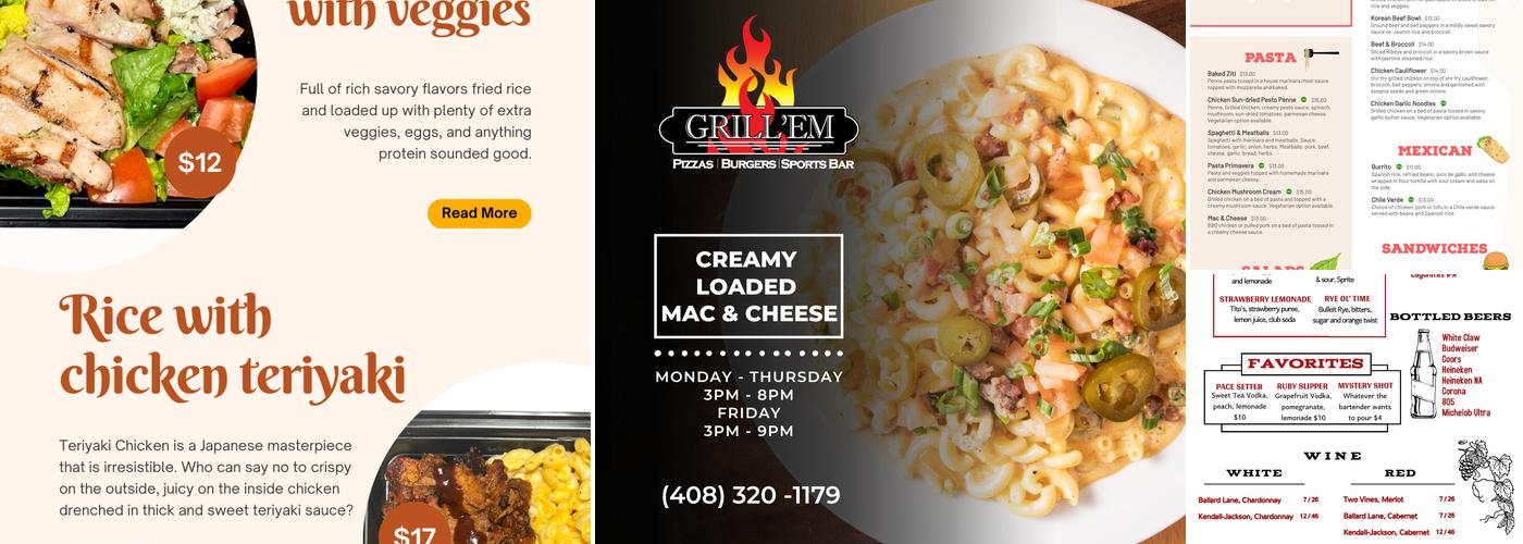 Grill 'Em Pizza & Sports Bar Menu