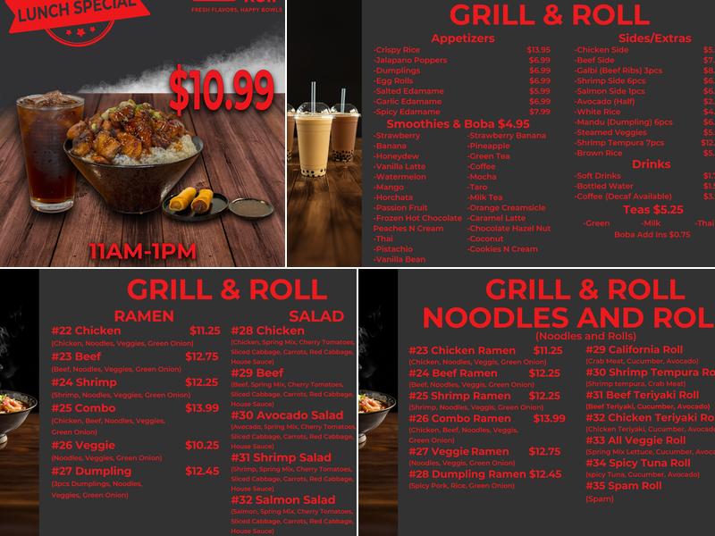 Grill & Roll Menu