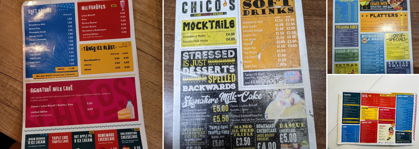 Chico’s Flame Grilled Chicken Menu