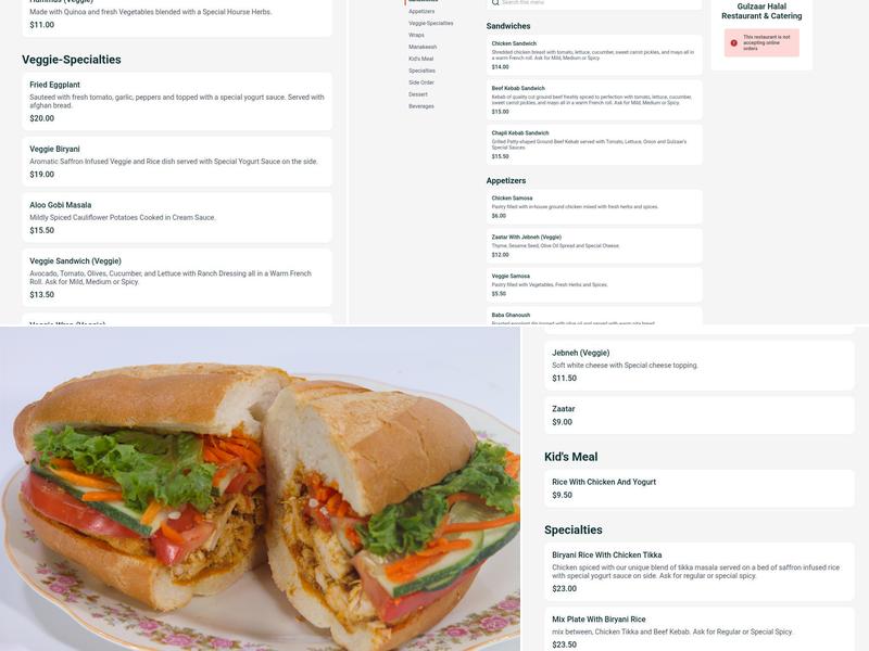 Gulzaar Halal Restaurant & Catering Menu