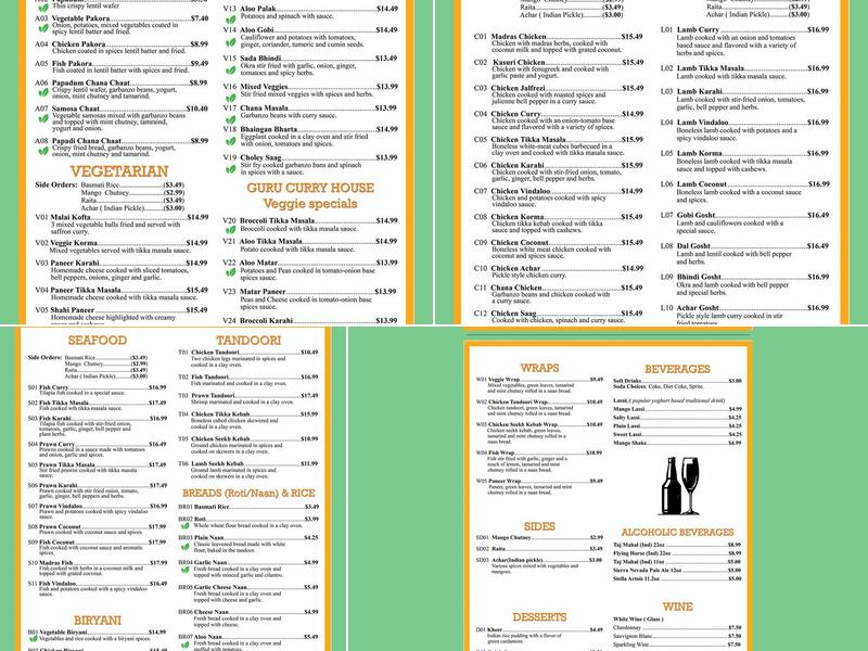 Guru Curry House Menu
