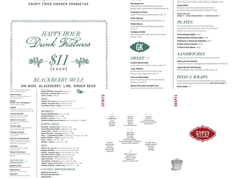 Gypsy Kitchen Menu