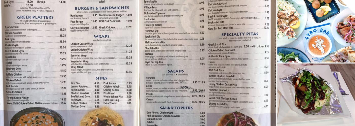 Gyro Bar Menu