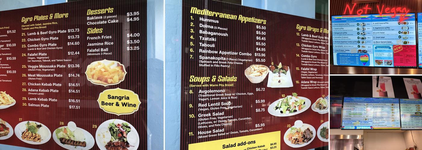 Gyro Xpress Menu