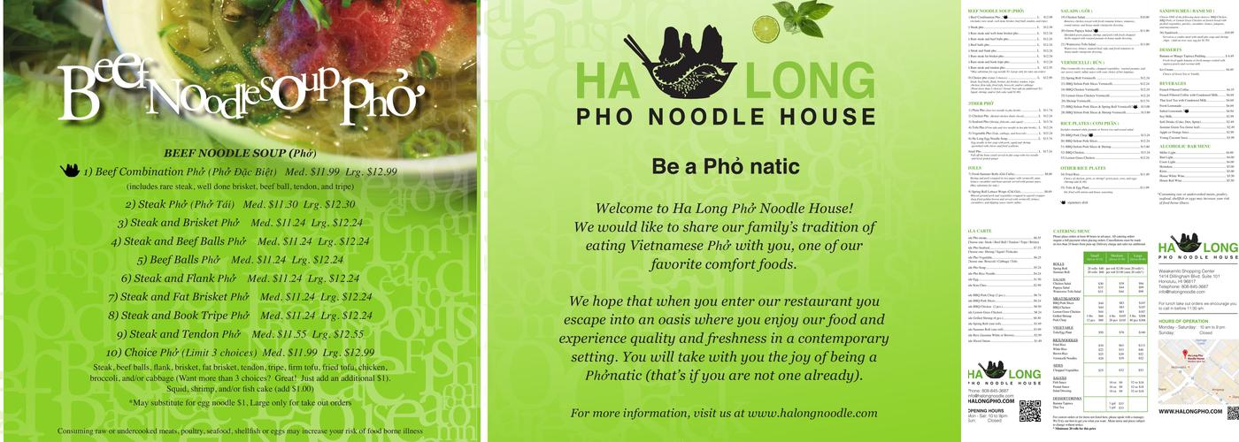Ha Long Pho Noodle House Menu