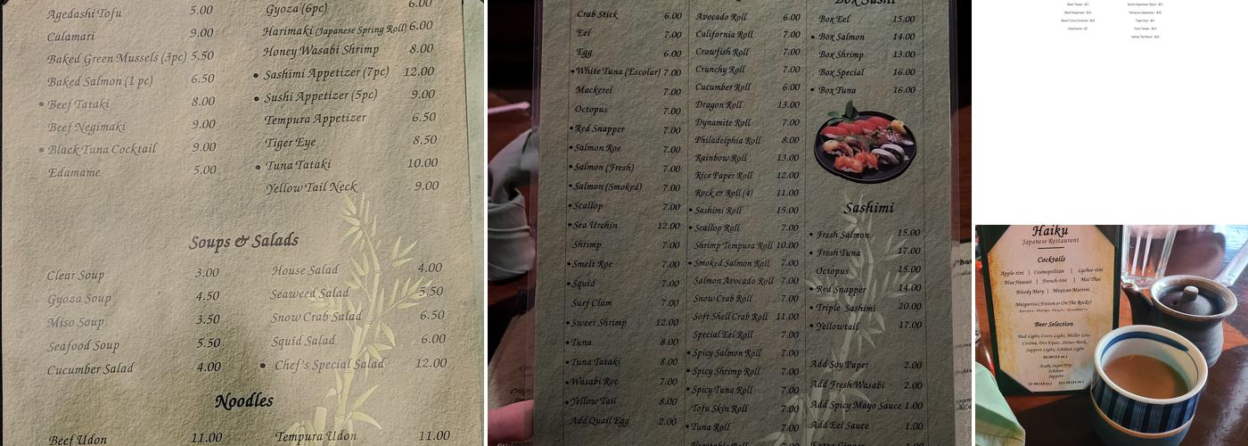 Haiku Menu