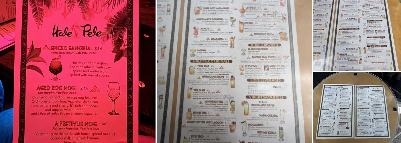 Hale Pele Menu