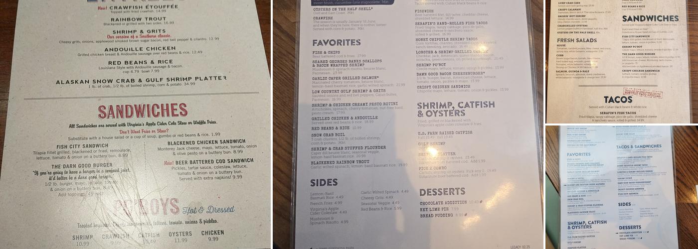 Half Shells Menu