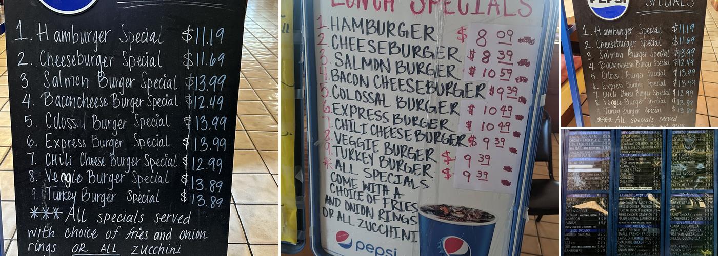 Hamburger Express Menu