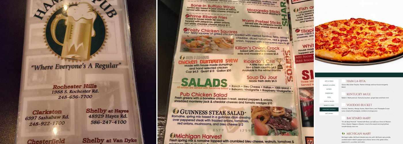 Hamlin Pub Menu
