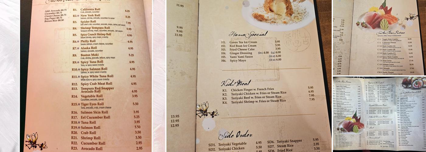 Hana Sushi Menu