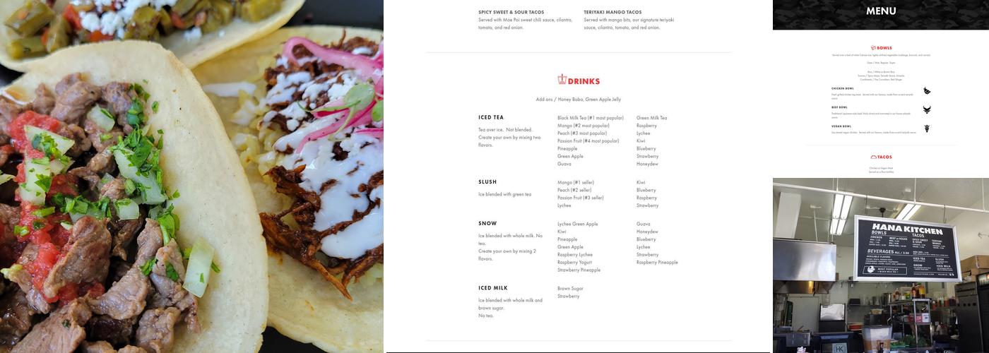 Hana Kitchen - Santa Barbara Downtown Menu