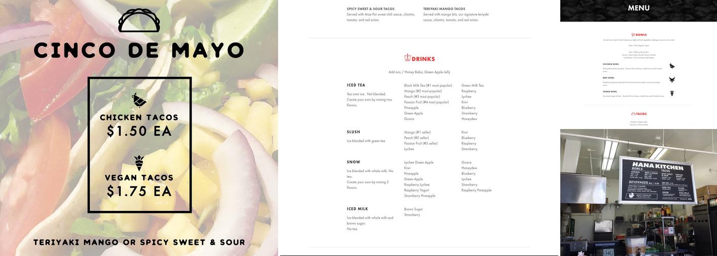 Hana Kitchen - Santa Barbara Downtown Menu