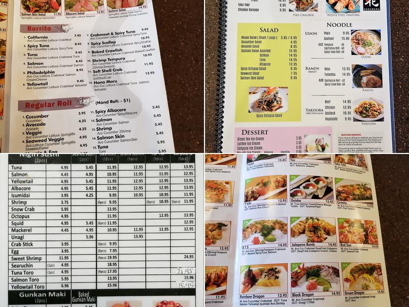 HanaMaru SUSHI Menu