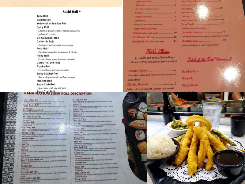 Hana Matsuri Sushi Menu