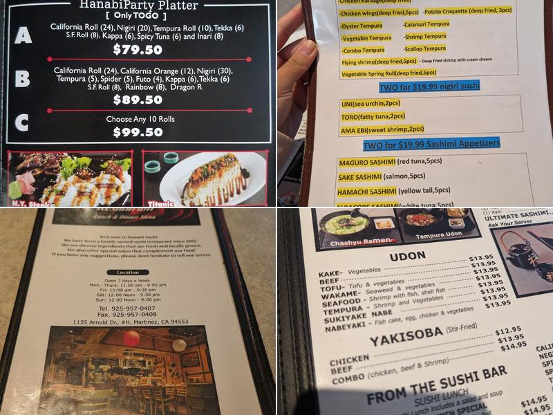 Hanabi Sushi Menu