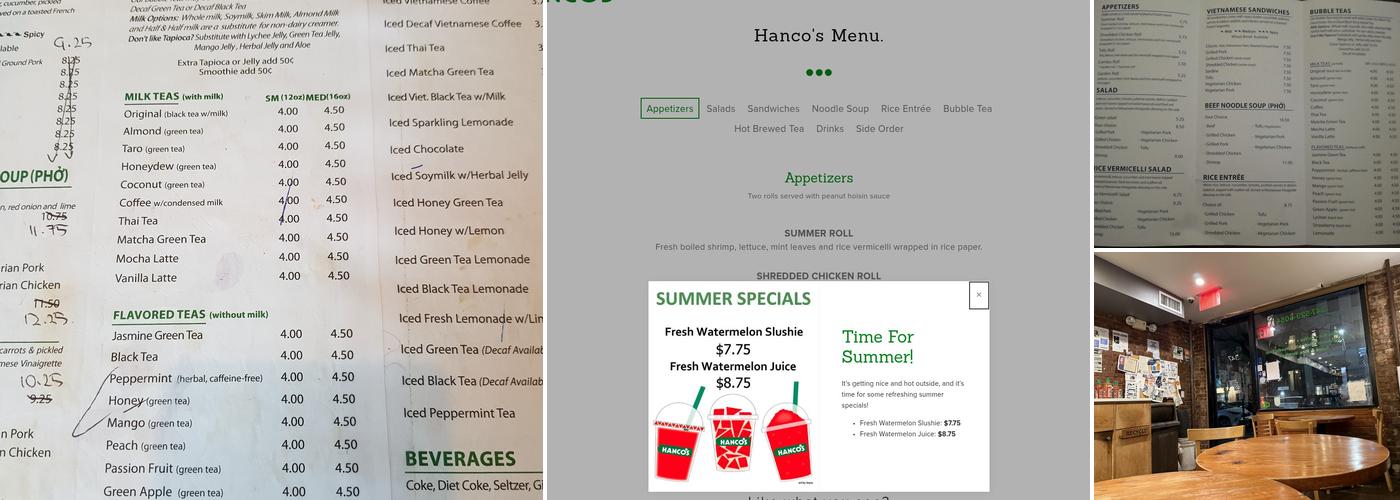 Hanco's Menu