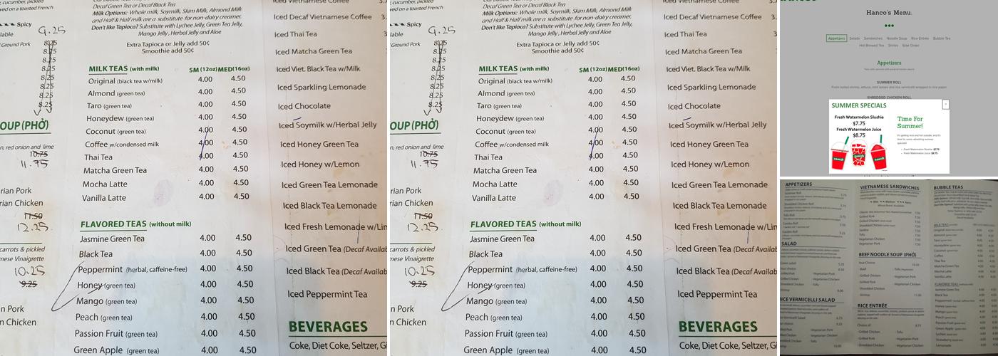 Hanco's Menu