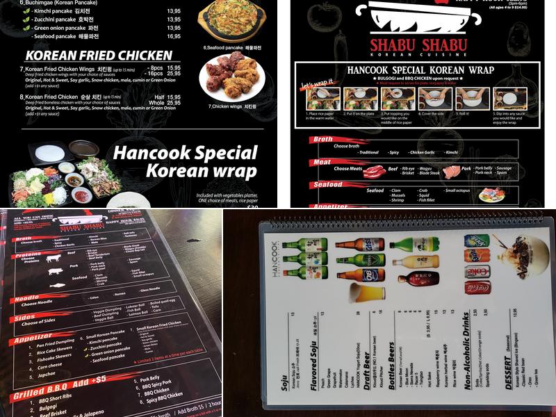 Hancook Menu