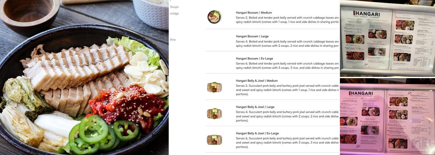 Hangari Kalguksu Menu