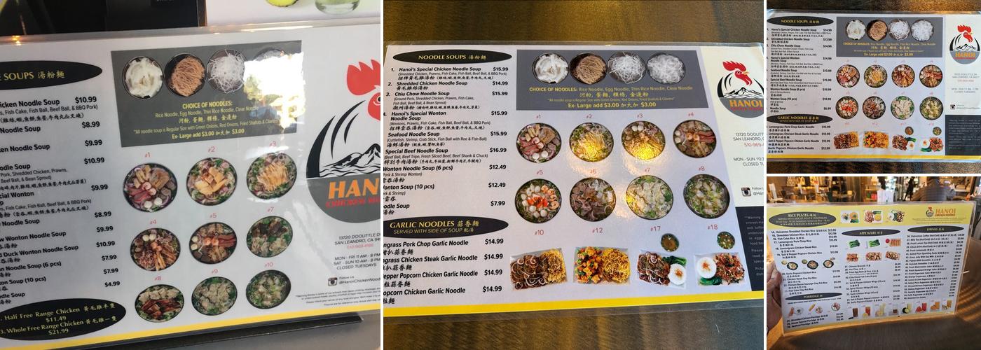 Hanoi Chicken Noodle Menu
