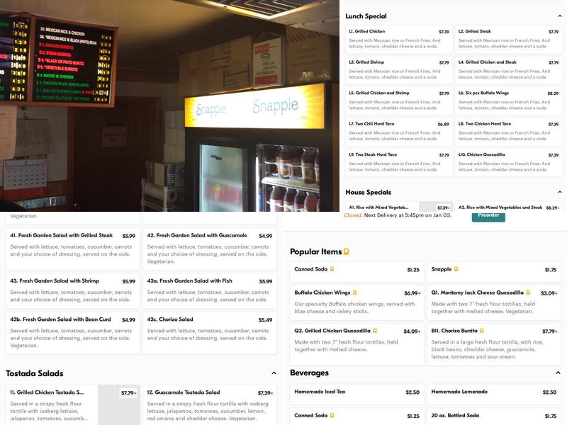 Happy Fresh Tortillas Grill Menu