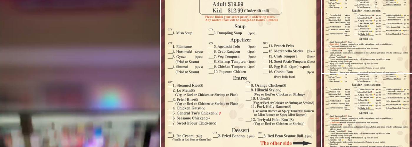 Happy Sushi + Grill (30% off fresh sushi) Menu