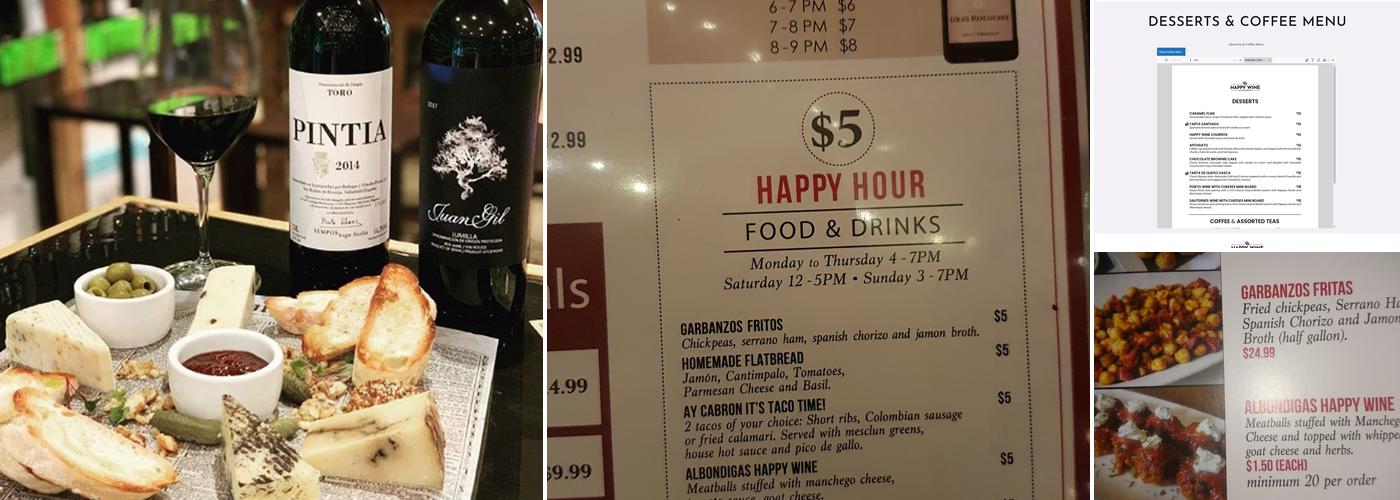 Happy Wine in the Grove Menu