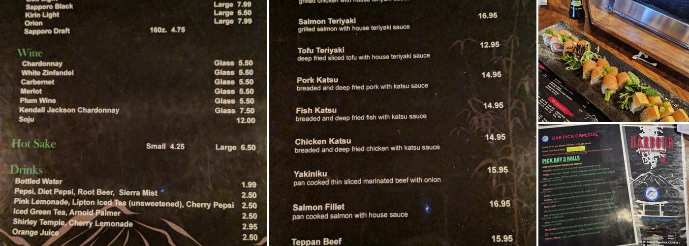 Harbour Sushi Menu