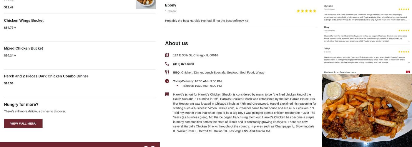 Harold's Chicken #88 Menu