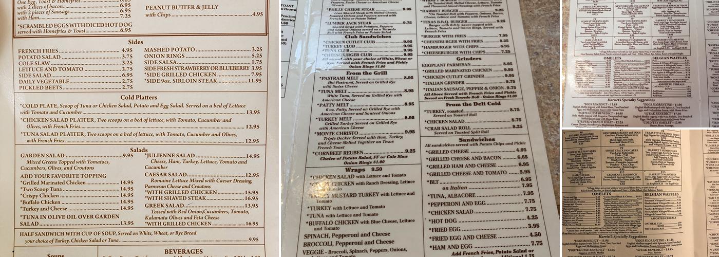 Harriet's Kitchen Menu