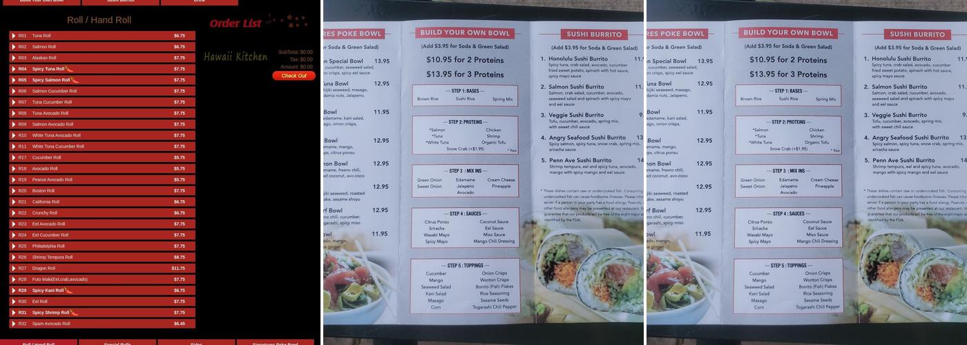 Hawaii Kitchen Menu