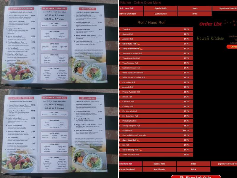 Hawaii Kitchen Menu
