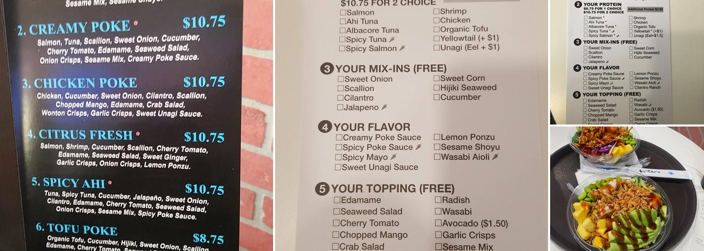 Hawaii Poke Bowl Menu