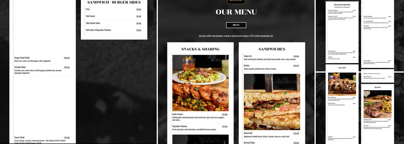 Haymaker Bar Menu