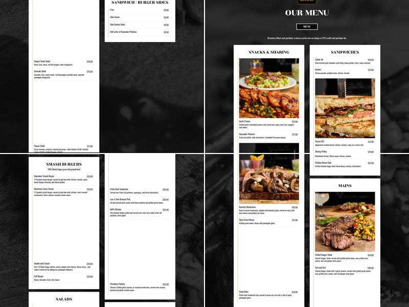 Haymaker Bar Menu