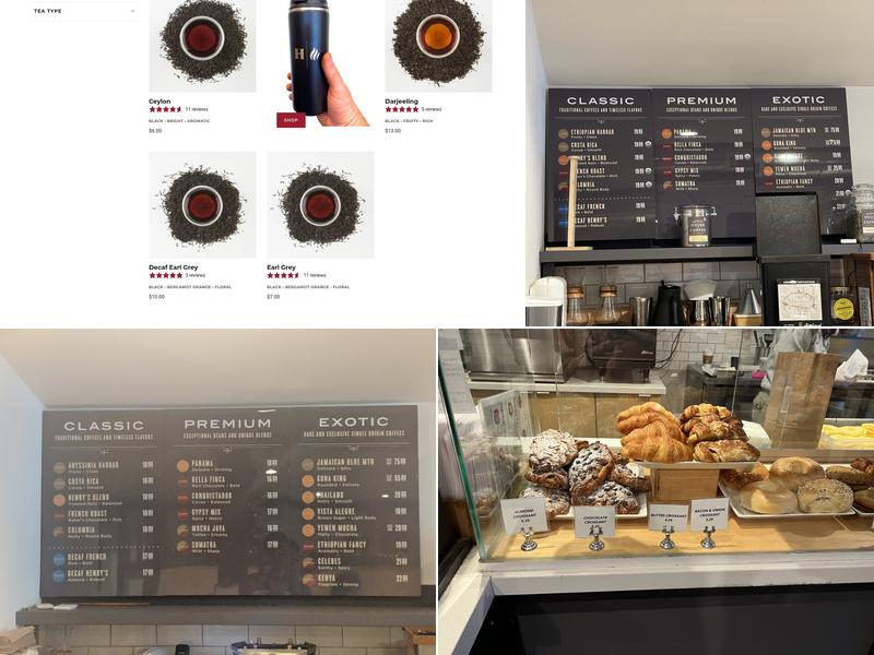 Henry's House of Coffee Menu