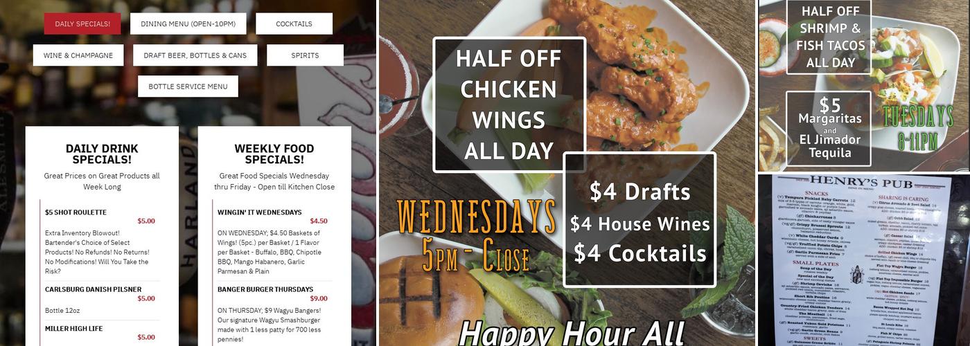 Henry's Pub Menu