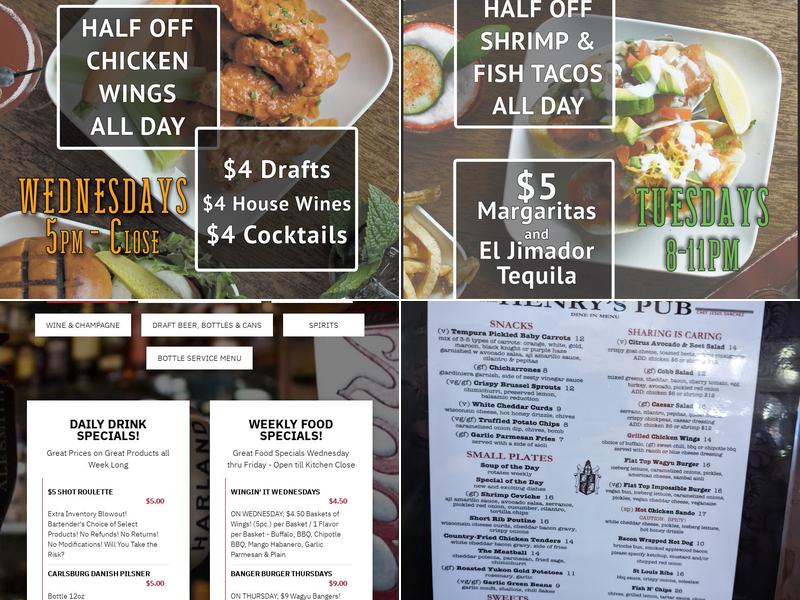 Henry's Pub Menu
