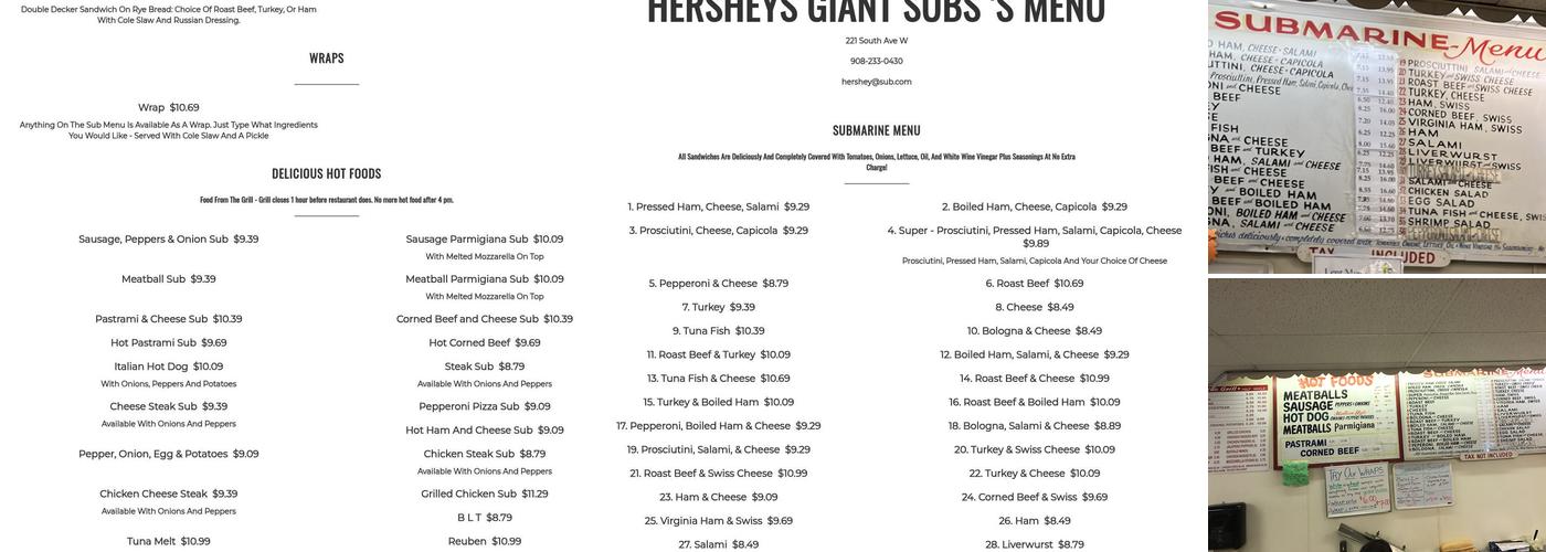 Hershey's Subs Deli & Catering Menu