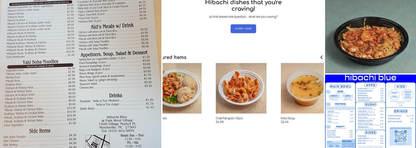 Hibachi Blue Japanese Fusion Restaurant Menu