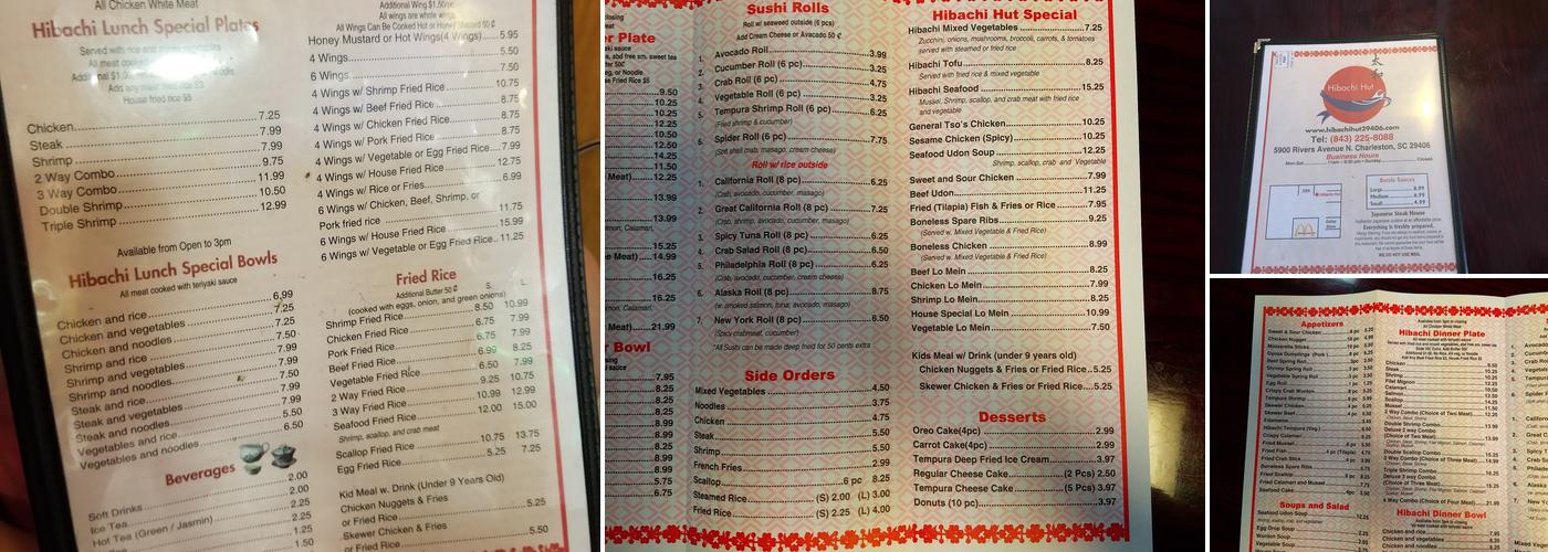 Hibachi Hut Menu