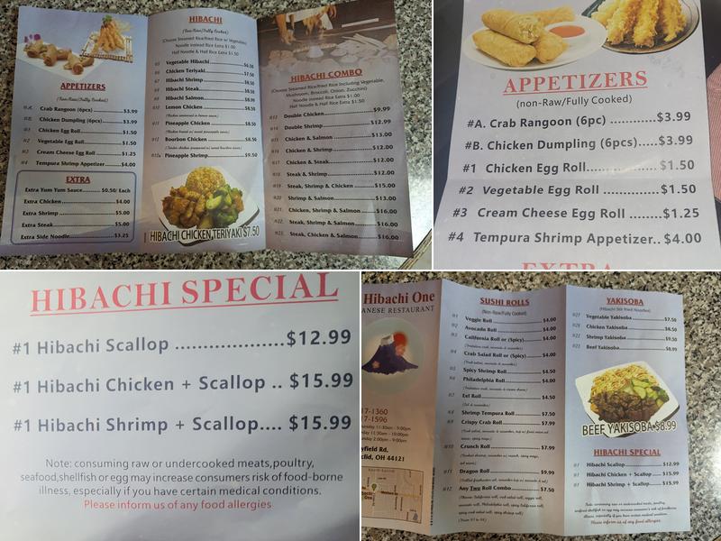 Hibachi One Menu