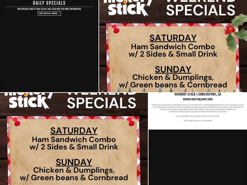 Hickory Stick Menu