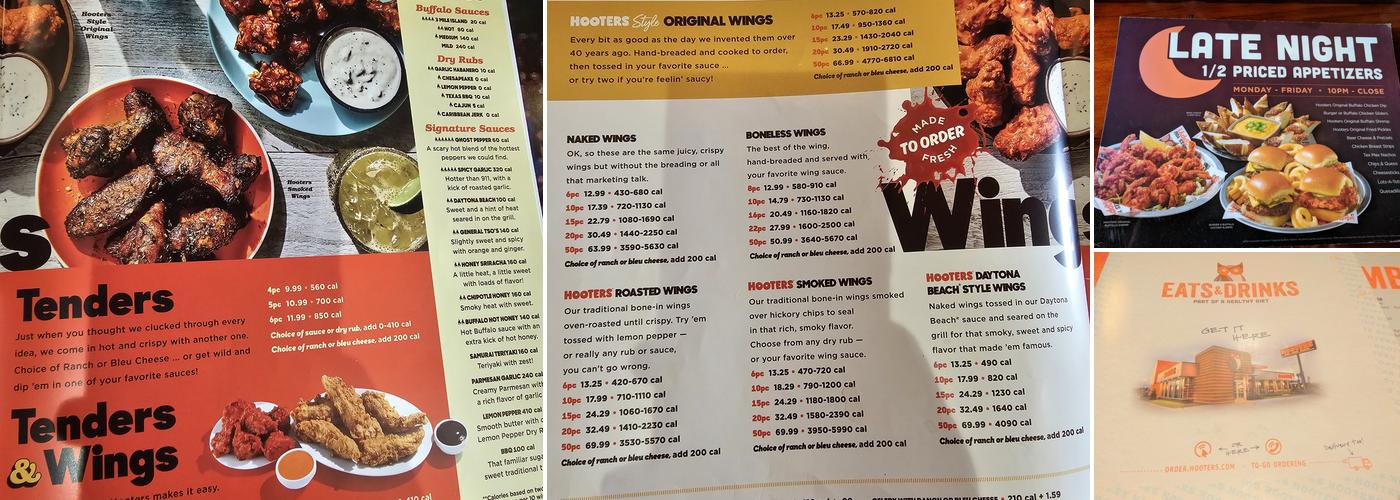 Hooters Menu