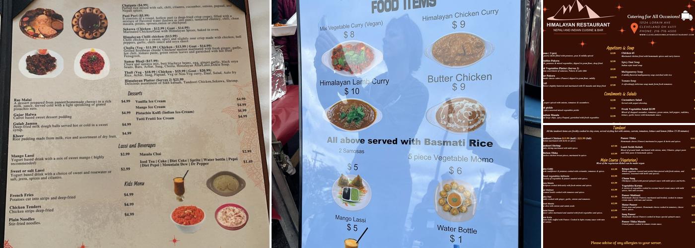 Himalayan Restaurant Menu