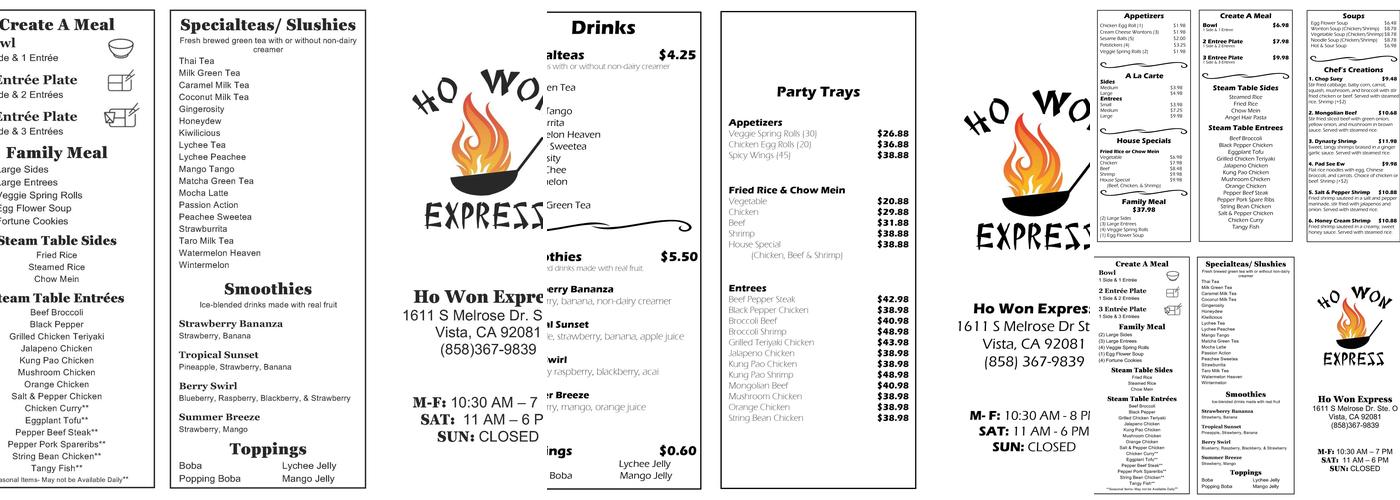 Ho Won Express Menu