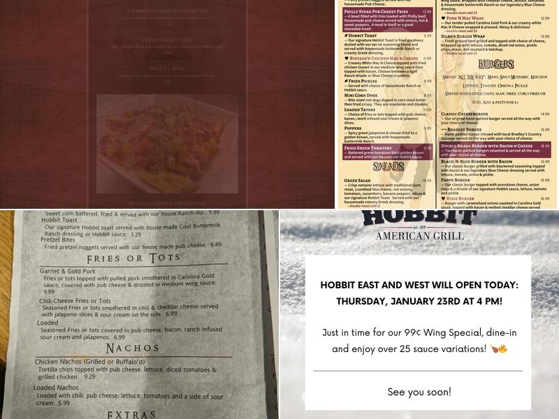 Hobbit American Grill - East Menu