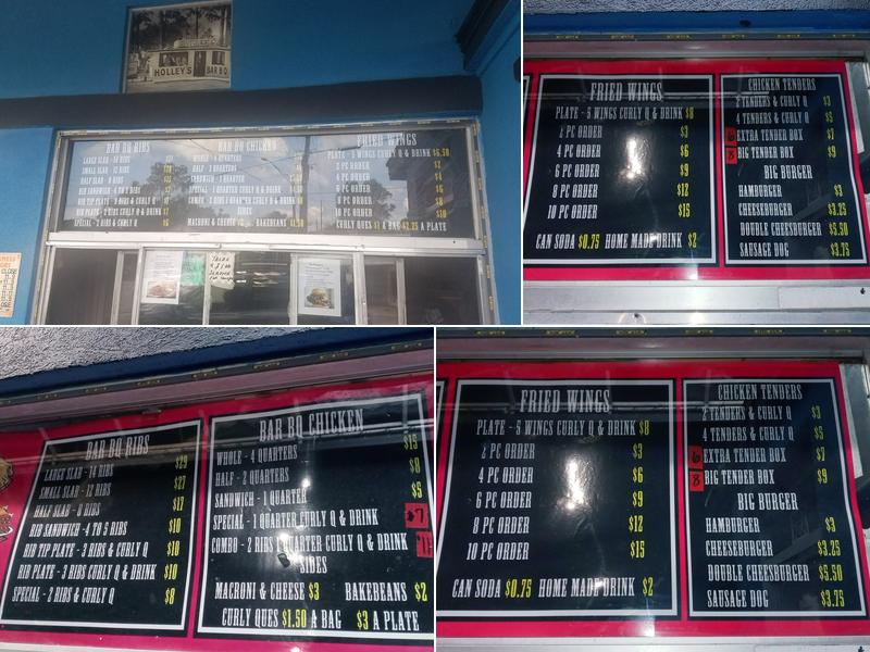 Holley's Bar B Q Menu