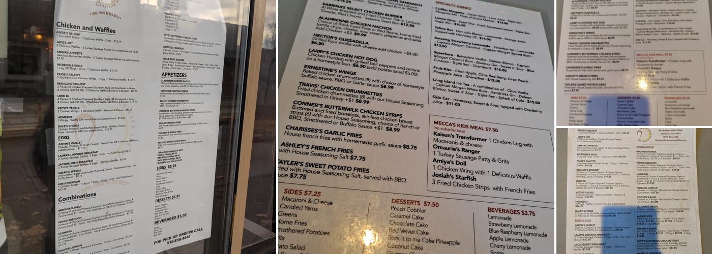 Home of Chicken & Waffles Menu